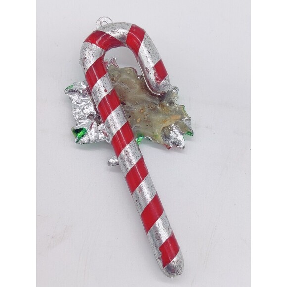 Vintage Candy Cane Christmas Ornament Plastic Holiday Tree 1970s? 60s? Xmas VTG - Picture 4 of 7